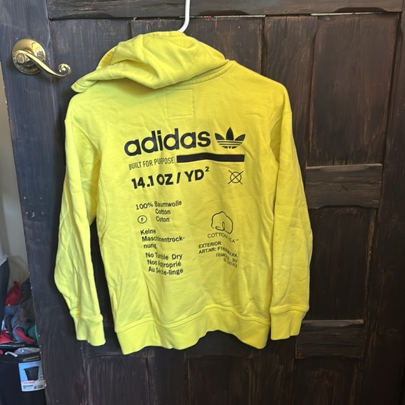 Adidas Youth Yellow Athletic Hoodie Sweatshirt - Picture 3 of 3